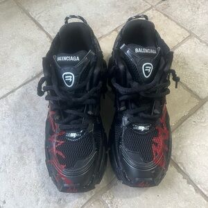 Balenciaga Black Sneakers with Red Accents